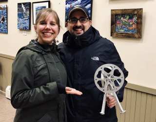 Fellow filmmaker Martine Blue with Joshua Jamieson, producer/director/writer of Waiting Outside... which won Best Short Film at the Smith Sound Film Festival