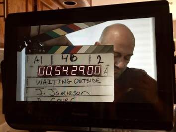 Production still from the making of Waiting Outside...
